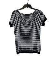 The Limited T-Shirt Top Size Medium Navy White Striped Acrylic Rayon Nylon Women