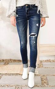 Buckle Mid-Rise Skinny Jeans