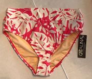 SWIMWEAR Size L Swim Ladies Bottom Deep Coral Floral Nylon Blend New