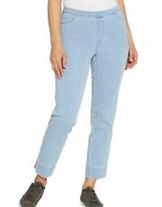 Isaac Mizrahi pull on elastic waist ankle jeans light wash mid rise size…