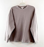 Topshop ASOS Corded Crewneck Long Sleeve T-Shirt Sweatshirt Tan Small