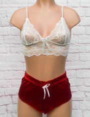 Red & White, Lace & Satin, Lingerie Set