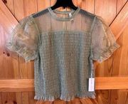 Live 4 Truth puff sleeve green blouse size 2X NWT (2829)