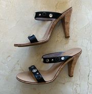 Marc Jacob’s Black and Beige Crystal and Cork Heels Sz 6-6.5