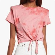 ALLSAINTS Red and Pink Tie Dye Cropped Tie Front T-shirt Women's XS NWT