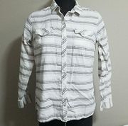 HP! Eddie Bauer White & Cream Button Down Shirt (L)