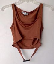 Bronze Crop Top + Bike Shorts Coord 2pc Set M