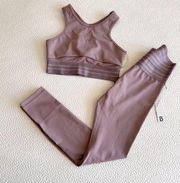 Beloforte Revolve Coco Bra and Jett Leggings Athleisure Outfit Dusty Rose Sz S