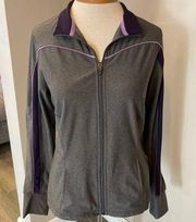 Xersion Grey & Purple Long Sleeve Full Zip Athletic Sweatshirt Women’s Size M