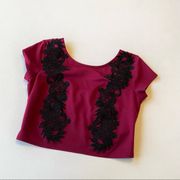 Bebe Lace Appliqué Crop Top