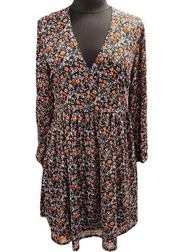 Frank & Oak Long Sleeve Floral Wrap Dress