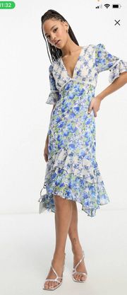 MIDI Blue Floral Dress 