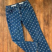 Anthropologie Pilcro and Lettterpress embroidered high waist jeans size 28