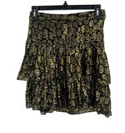 ALC Tiered Skirt with Gold Metallic New Size 2