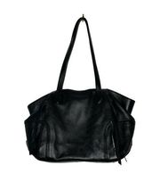 Aimee Kestenberg Black Leather Tote Bag with Water Bottle Pockets