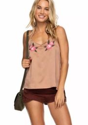 NWT  Bronze Waves of Valley Embroidered Tank Top Size Large