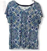 St. John’s Bay paisley blue shirt sleeve top plus