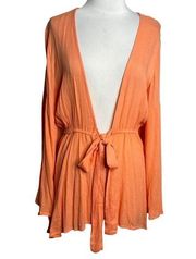 NWT ASOS Swim tie front slit bell sleeve cover up coral sz 6