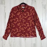 NWT See U Soon Floral & Foilage Print Bordeaux Blouse Women's Size Small