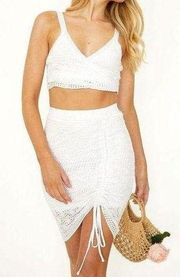 One And Only White Crop Top and Skirt Crochet Set