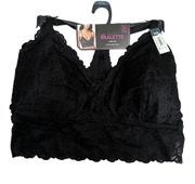 NEW No Boundaries Bralette XXXL Black Lace Racer Back Wire Free Bra Nylon