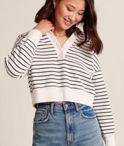 Striped Jonny Collar Button-Up Sweatshirt 