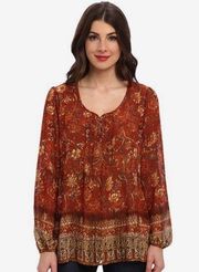 Miraclebody by MiracleSuit long sleeve rust boho style peasant top size medium