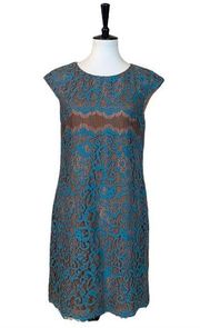 Maggie Boutique Women's Dress Blue Lace Shift Party Cocktail Size 6