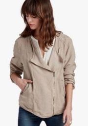 Lucky Brand Tan Linen Blend Moto Jacket. Small