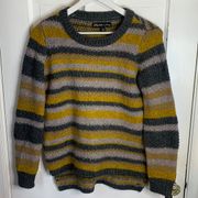 Elizabeth & James Crewneck Sweater Striped Womens Yellow & Grey Size XS