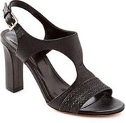 Hugo boss black leather ankle strap heels