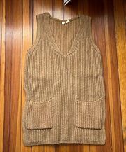 Moth Anthropologie Camel Wool Blend Shaker Stich Sweater Vest Sz M