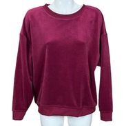 Wine Velour Drop Shoulder Sweatshirt Size Large