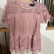 Lane Bryant Pink Lace Peplum Top