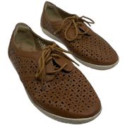 Gelron Brown Laser Cutout Lace Up Shoes Women’s Size 7 1/2