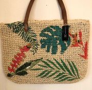 INC Summer Straw Tote Palm Leaves