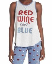 Pj Salvage Women's Medium White Red Wine & Blue Racerback Burnout Tank Top