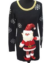 It’s Our Time Snowflake and Santa Ugly Sweater, Black, Medium