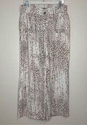 Rewash Linen Blend Animal Print Wide Leg Pull On Pants