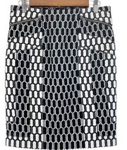 Diane Von Furstenberg Laury Honeycomb Pencil Skirt Black White Mini Womens 2