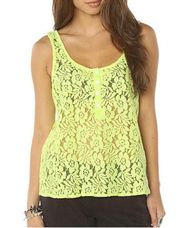 Floral Lace Tank Top Cami Henley Medium