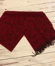 Preston of York 100% Acrylic Red Floral Elegant Holiday Scarf Winter Preppy