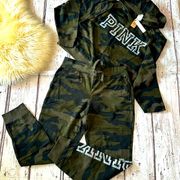 Pink By Victoria’s Secret Light Weight Camo Crop Top Sweatsuit