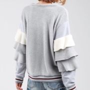 POL tiered sleeve fleece top