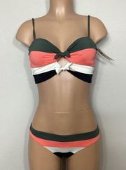 New…BECCA stripe color block bikini set. Retails $146. Large