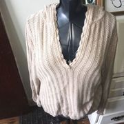 Lane Bryant beige split neck hooded size 14/16 lightweight sweater