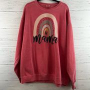 Comfort Colors  Mama Rainbow Boho Crew Neck Sweatshirt Size 2XL