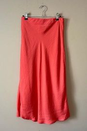 A NEW DAY | Coral Satin Midi Slip Skirt Sz XS