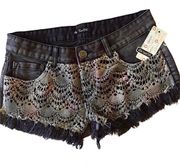 -Black Jean Shorts w/lace-NWT-Sz 7