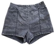 High Waist Acid Wash Shorts